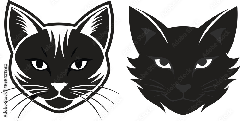 Obraz premium cat head silhouette vector illustration 