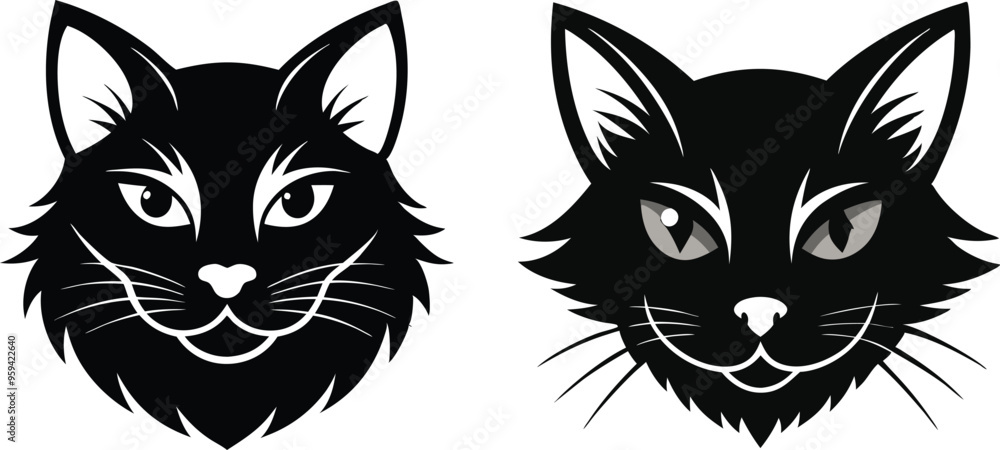 Obraz premium cat head silhouette vector illustration 