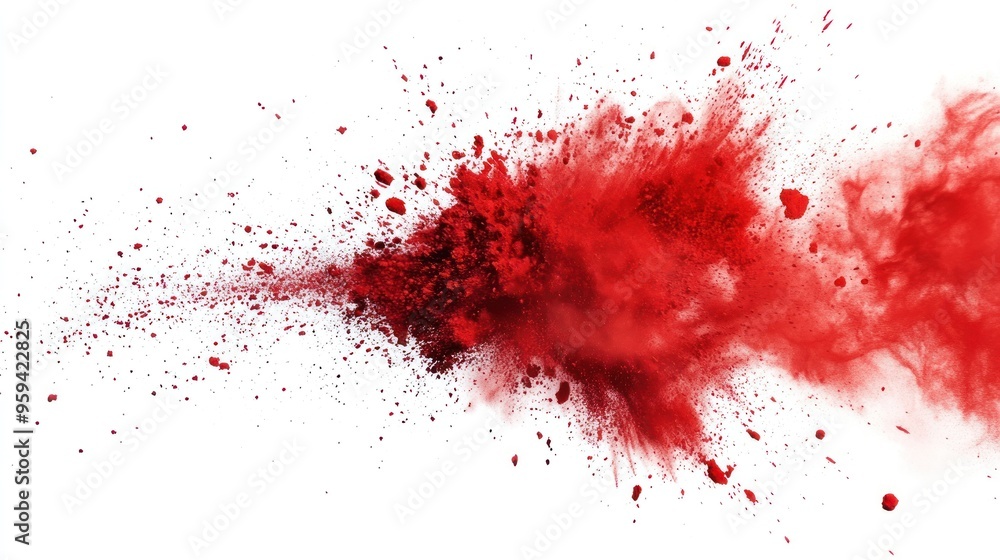 red color powder explosion on white background. red color powder explosion on white background.