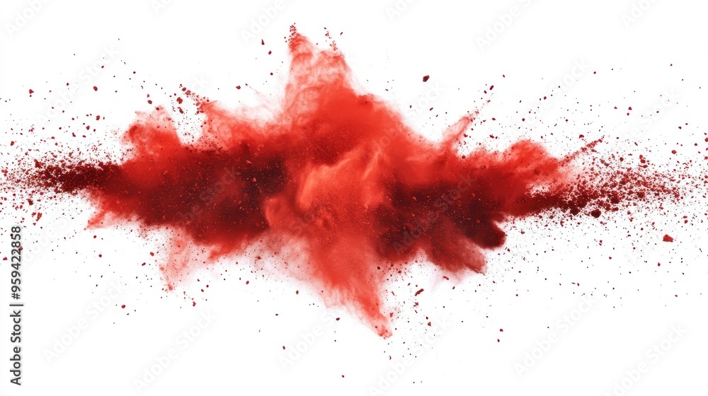 red color powder explosion on white background. red color powder explosion on white background.