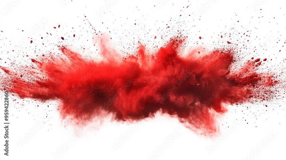 red color powder explosion on white background. red color powder explosion on white background.