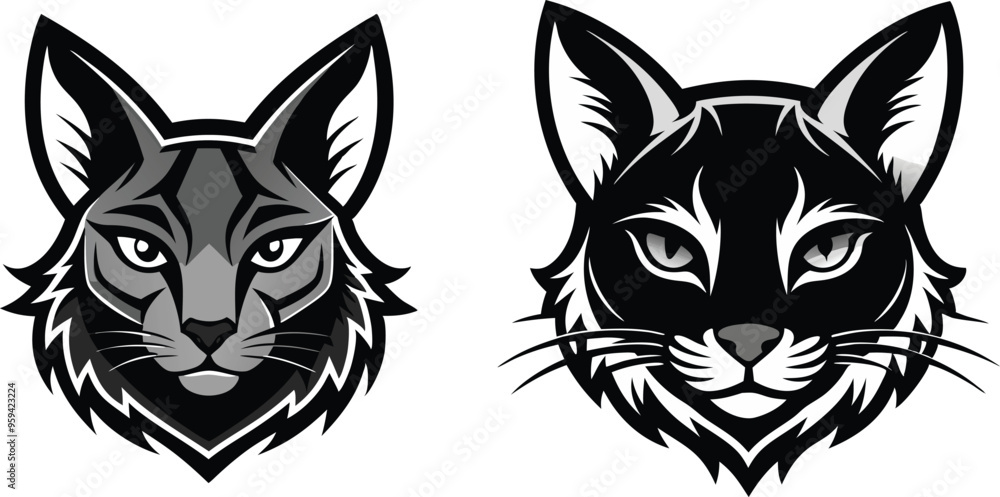 Obraz premium cat head silhouette vector illustration 