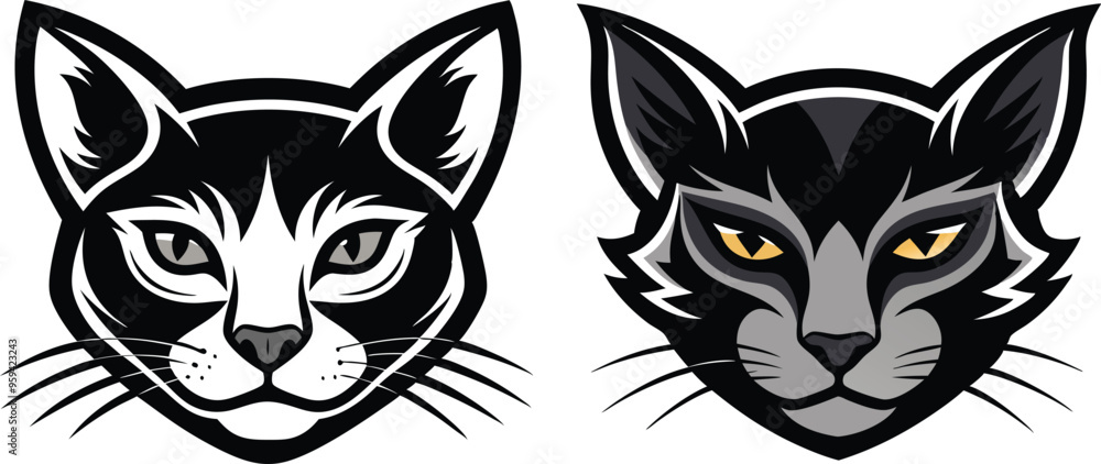 Fototapeta premium cat head silhouette vector illustration 