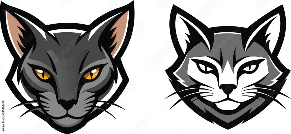 Fototapeta premium cat head silhouette vector illustration 