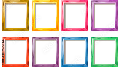  Vibrant Collection of Colorful Frames for Creative Projects and Artistic Designs ,Multicolored wooden picture frames isolated on white 