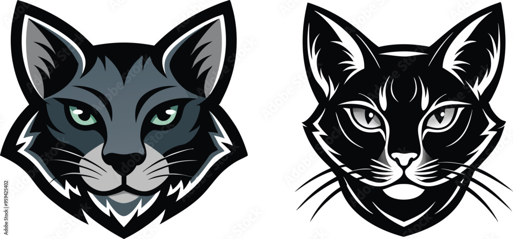 Fototapeta premium cat head silhouette vector illustration 