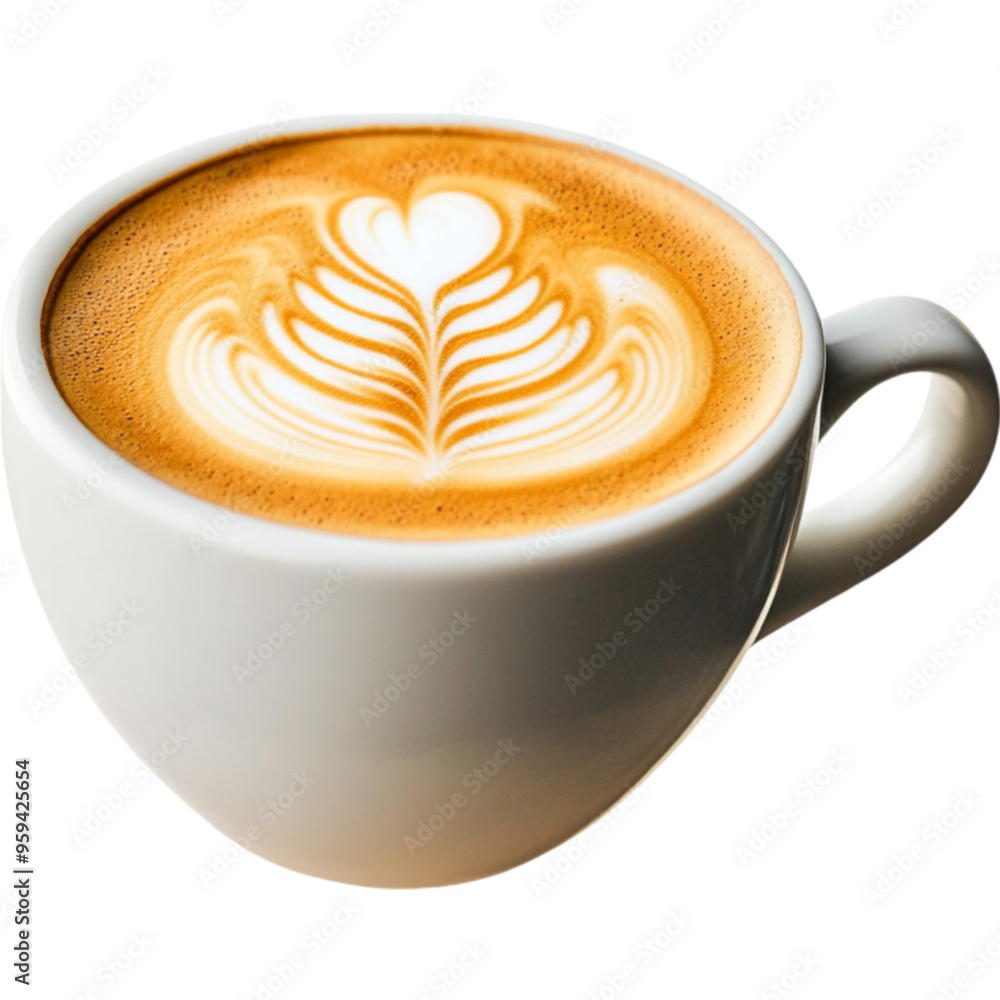 Cappuccino with Milk Foam in Clear Cup cut out Cappuccino with Milk Foam in Clear Cup cut out