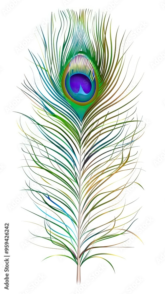Obraz premium Peacock feather on a white background. Vector Illustration 