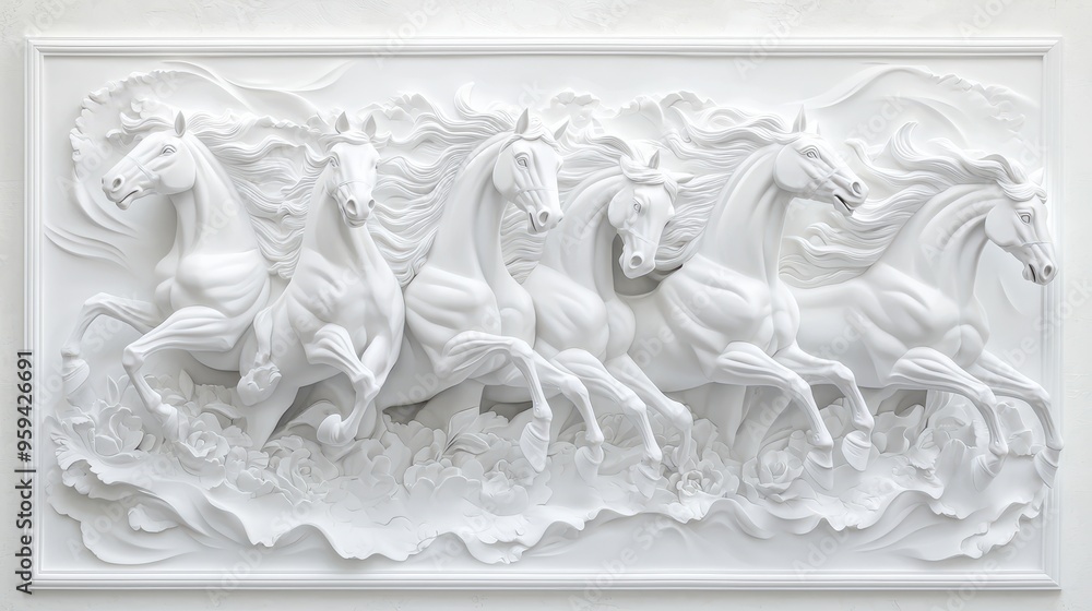 White Horse Sculpture D Relief Wall Art Home Decor Modern Design Abstract Art White Horse Sculpture D Relief Wall Art Home Decor Modern Design Abstract Art