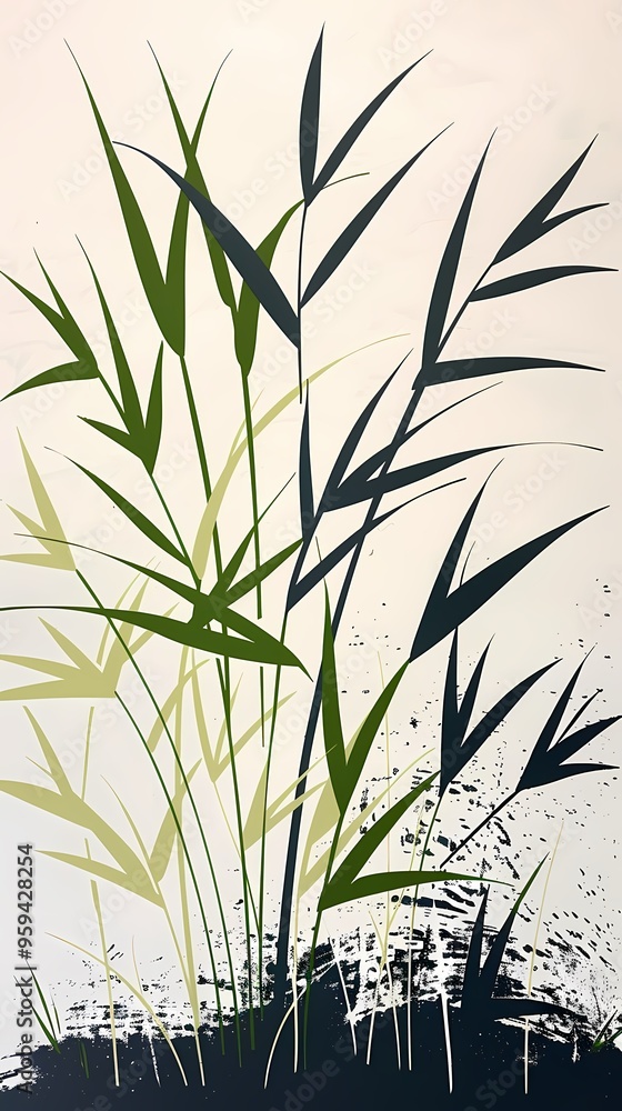 Obraz premium Long reeds pattern poster background