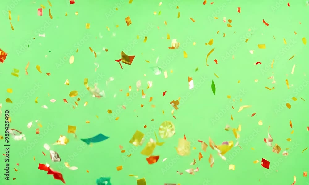 Confetti falling on a green screen Confetti falling on a green screen