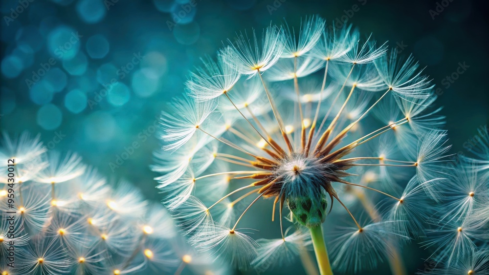 Obraz premium Close up of delicate dandelion seeds ready to disperse, nature, plant, macro, focus, detail, white, fluffy
