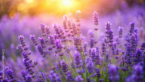 Bush of fragrant lavender flowers in full bloom during summer, creating a beautiful background, lavender, flowers, plant