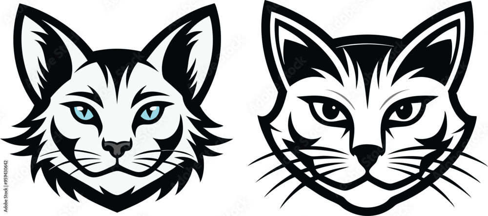 Obraz premium cat head silhouette vector illustration 