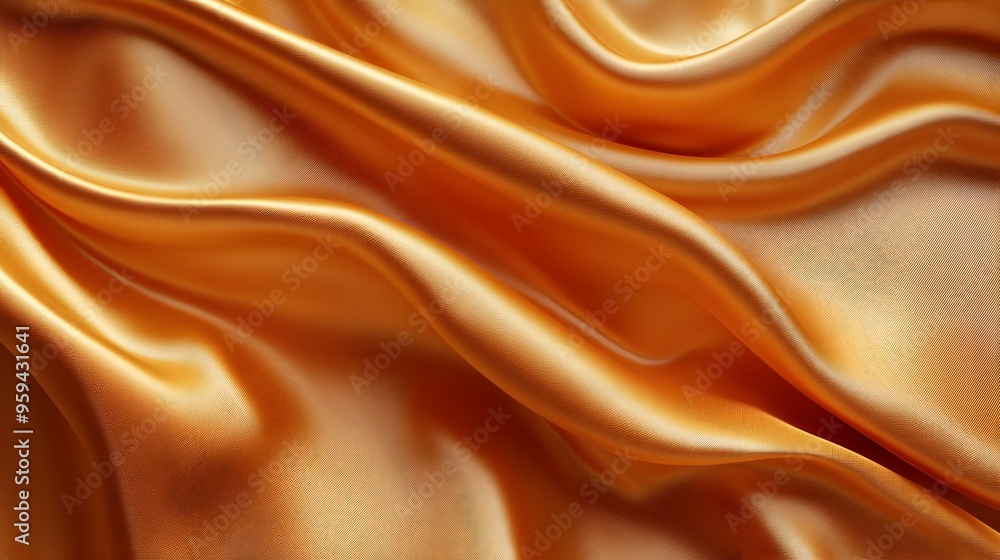 Fototapeta premium Flowing Caramel Colored Silk Fabric with Smooth Texture and Liquid Motion
