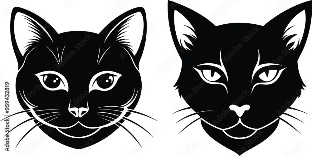 Obraz premium cat head silhouette vector illustration 