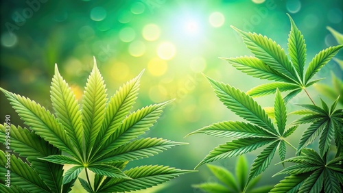 Fresh marijuana leaves on a vibrant lush green background for stunning banners and creative designs, marijuana, cannabis photo