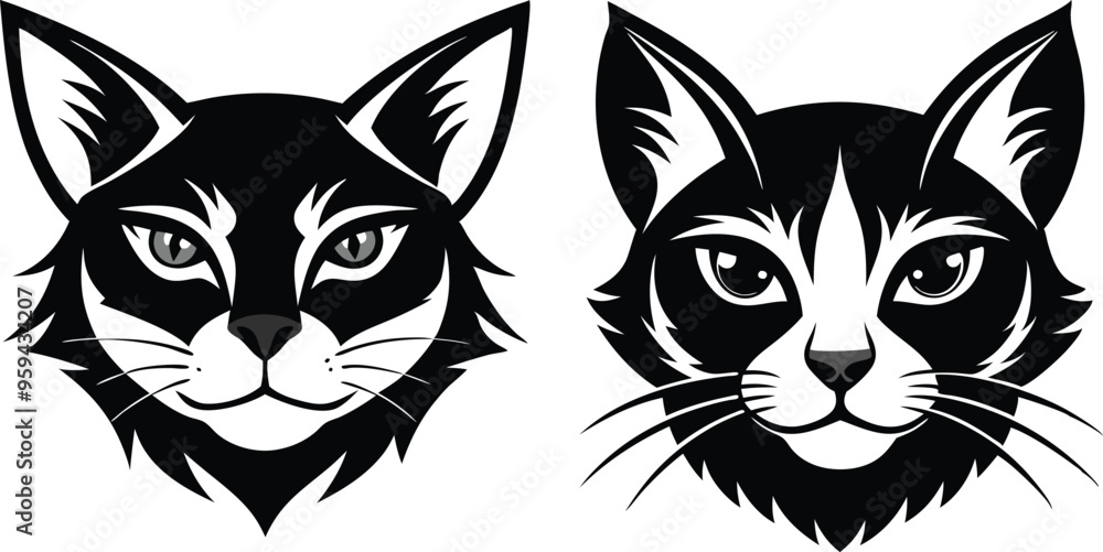 Fototapeta premium cat head silhouette vector illustration 