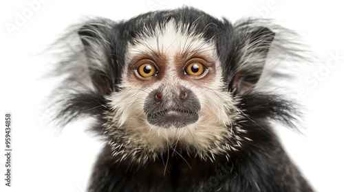 White-headed Marmoset in front of white background  photo