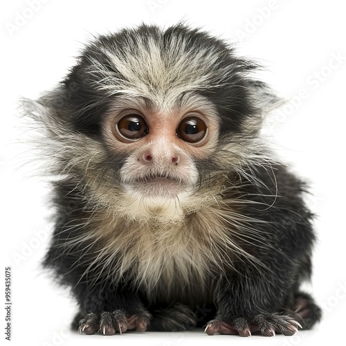 White-headed Marmoset in front of white background  photo