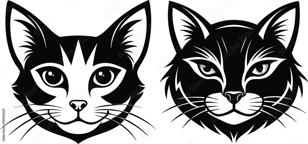 Obraz premium cat head silhouette vector illustration 