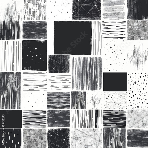 Abstract Art Paintings: Black and White Patterns on White Backgrounds