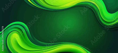 Abstract Green Wave Background