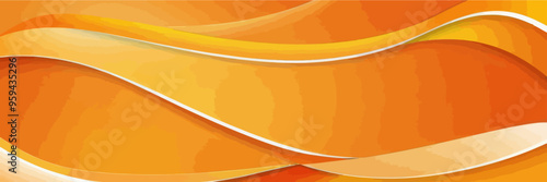 Abstract Sculpture of Wavy Lines in Orange and White