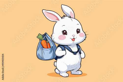 Adorable Easter Bunny with Carrot Bag and Backpack
