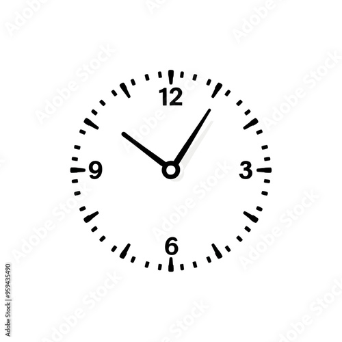 Analog Clock with Black Numbers and Hands
