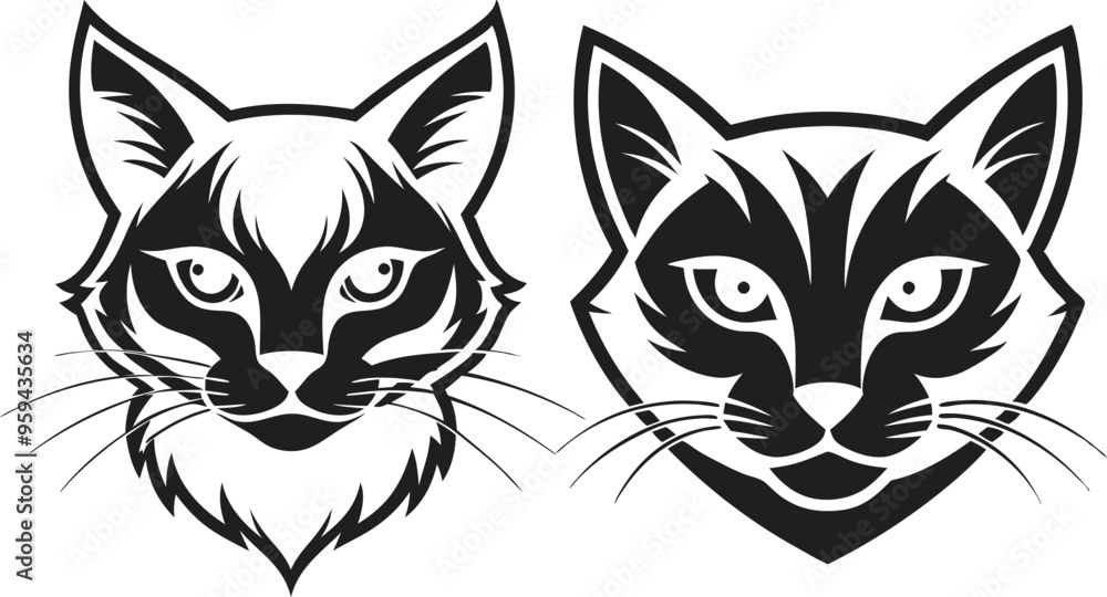 Obraz premium cat head silhouette vector illustration 