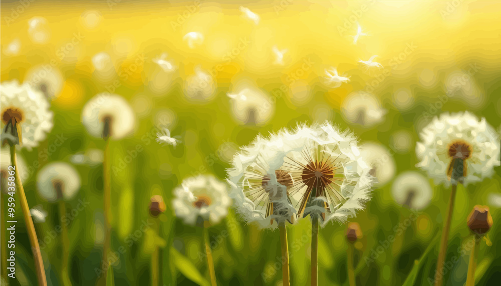 Blossoming Dandelion Field Blossoming Dandelion Field