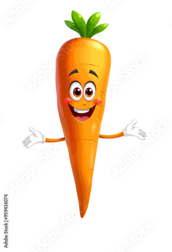 Cheerful Carrot Character with Arms Extended