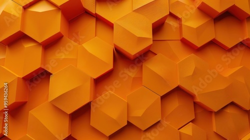 Abstract Orange Hexagon Pattern Background