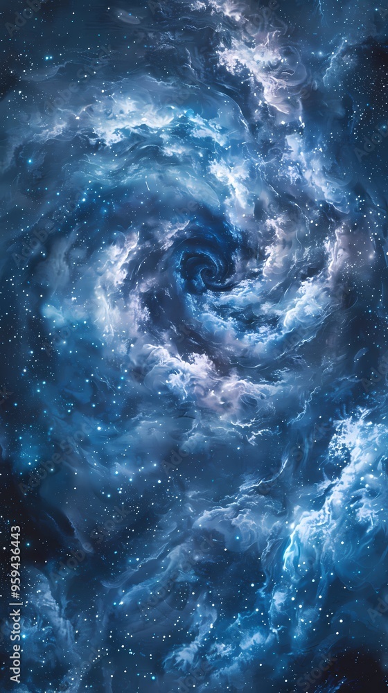 Fototapeta premium Fantasy sea of clouds abstract illustration poster background