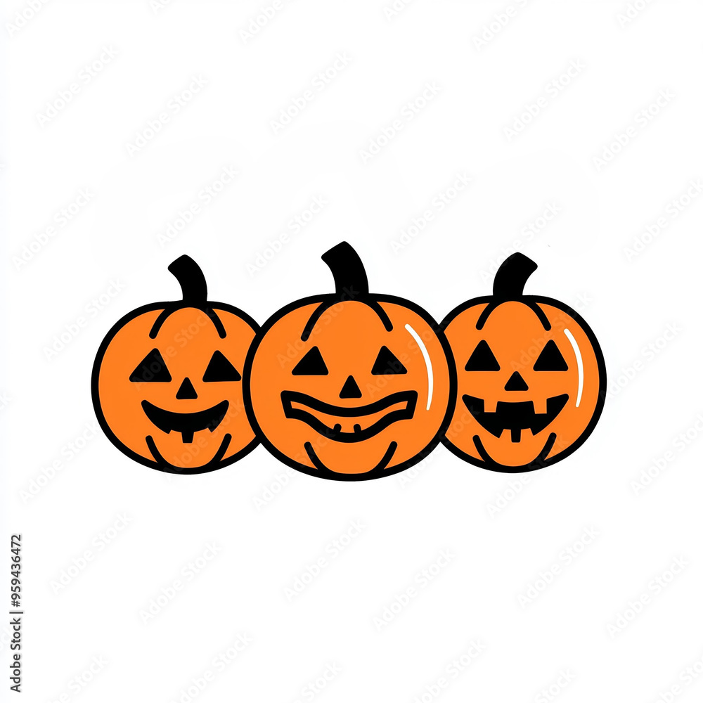 Three distinct pumpkins with various expressions are arranged together, showcasing a fun and festive Halloween theme perfect for decorations Three distinct pumpkins with various expressions are arranged together, showcasing a fun and festive Halloween theme perfect for decorations