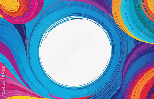 Colorful Abstract Art with Central White Circle