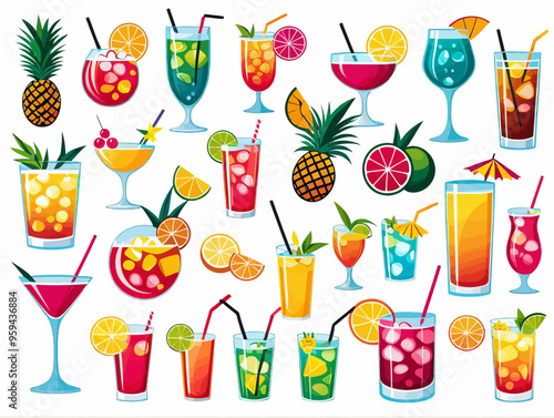 Colorful Cocktails and Tropical Drinks Collection