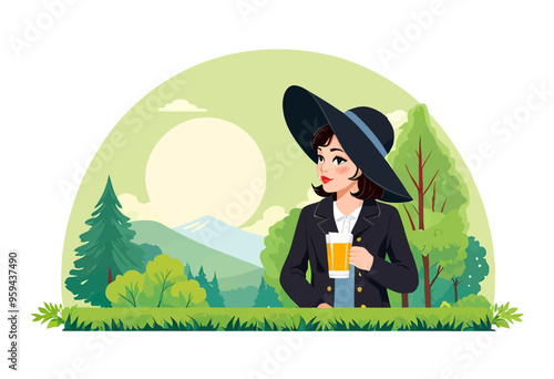 Enjoying a refreshing beverage in a serene forest setting