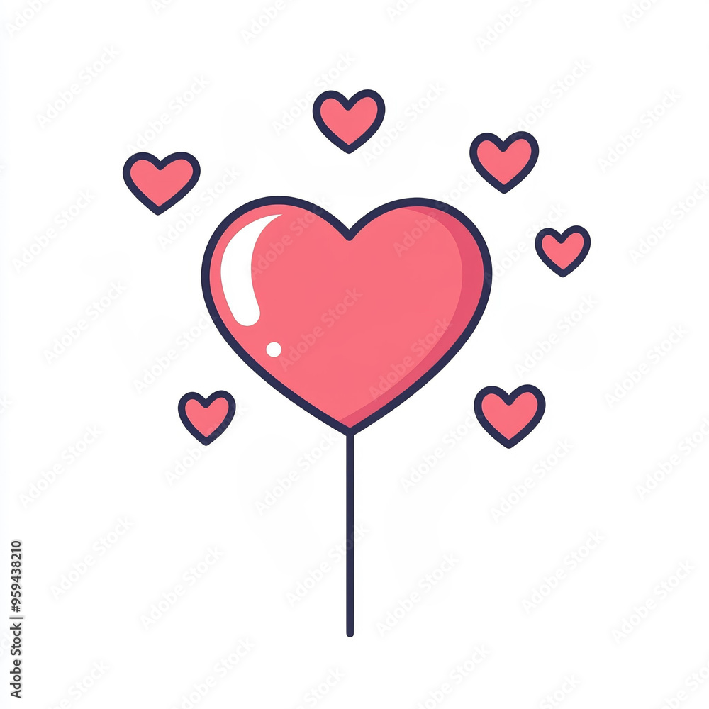 A vibrant heart-shaped balloon is prominently displayed, surrounded by smaller hearts, perfect for adding a cheerful touch to celebrations or romantic events A vibrant heart-shaped balloon is prominently displayed, surrounded by smaller hearts, perfect for adding a cheerful touch to celebrations or romantic events