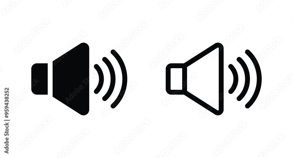 Speaker icon set. volume icon vector. Sound icon, volume symbol, speaker sign, audio control icon Speaker icon set. volume icon vector. Sound icon, volume symbol, speaker sign, audio control icon
