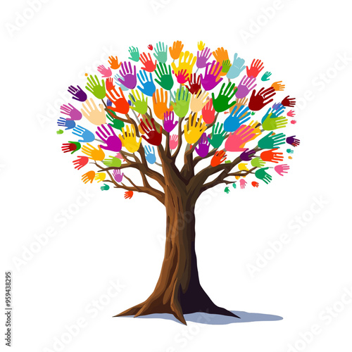 Hands of Unity: A Tree Growing from Hands