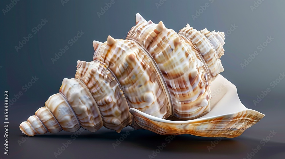Obraz premium Mollusk closed seashell 3d realistic icon