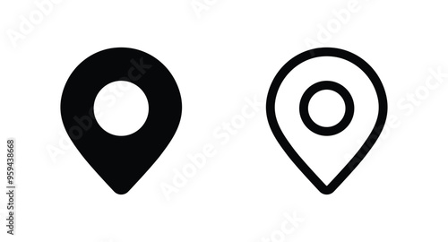 pin maps icon set, pin location icon vector 