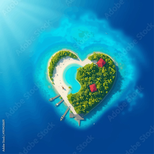 Island Paradise: A Heart-Shaped Tropical Oasis