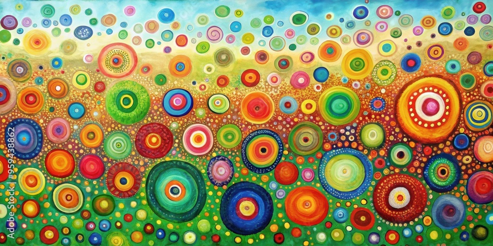 Colorful abstract painting of circles and dots in a field, abstract, painting, colorful, circles, dots, field, vibrant, modern Colorful abstract painting of circles and dots in a field, abstract, painting, colorful, circles, dots, field, vibrant, modern