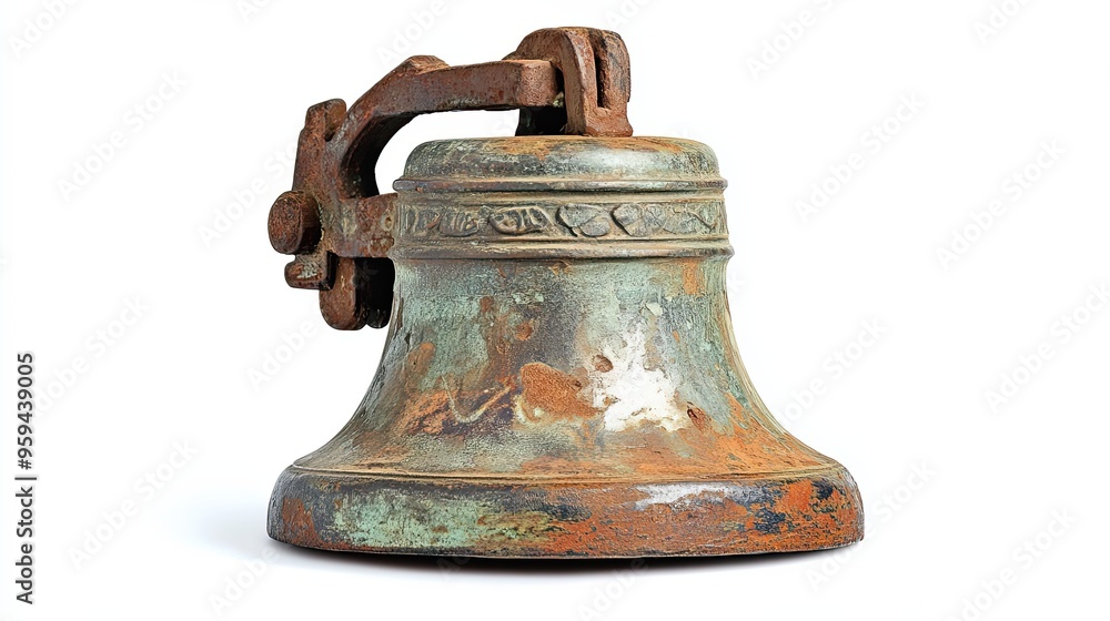 Rusted Bronze Bell with Ornate Handle Rusted Bronze Bell with Ornate Handle