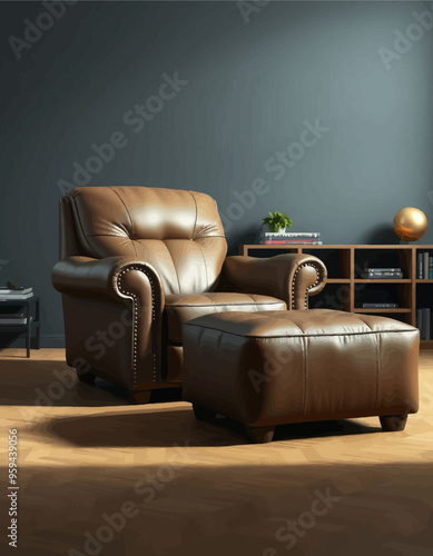 Modern Leather Sofa Set in Contemporary Living Room