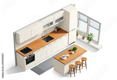 Modern Kitchen with Wooden Countertops and Stainless Steel Appliances
