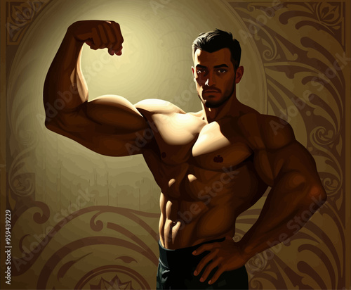 Muscular Man Showcasing His Physique